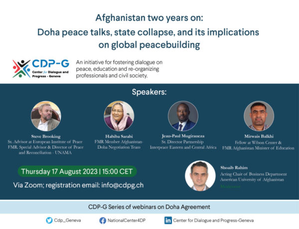 Webinar: Afghanistan two years on: Doha Peace talks