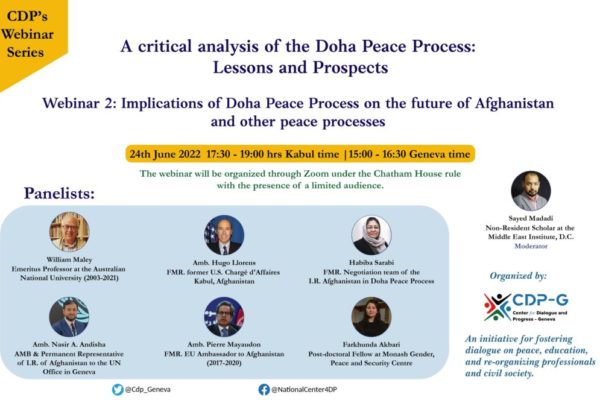 Webinar: A Critical Analysis of the Doha Peace Process on Afghanistan 2018-2021