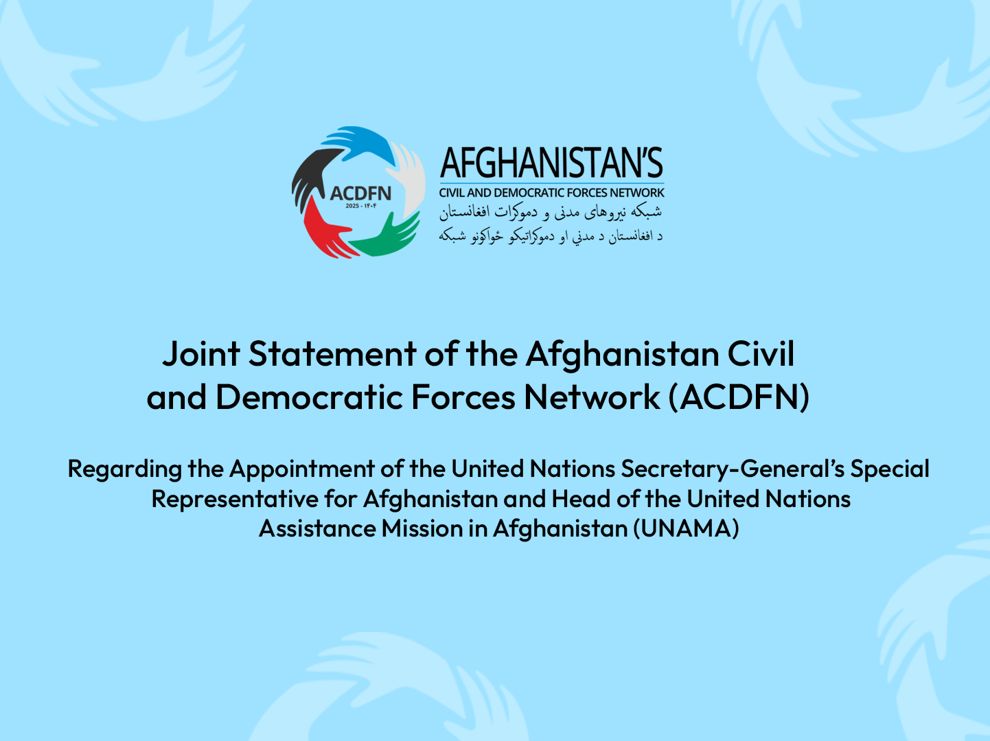 Joint Statement on the Appointment of the United Nations Secretary-General’s Special Representative for Afghanistan and Head of UNAMA